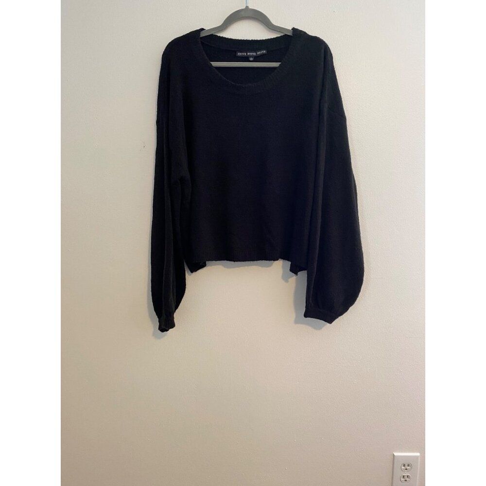 Hyfve Women’s L Black Sweater Puff Long Sleeve Casual Contemporary Top